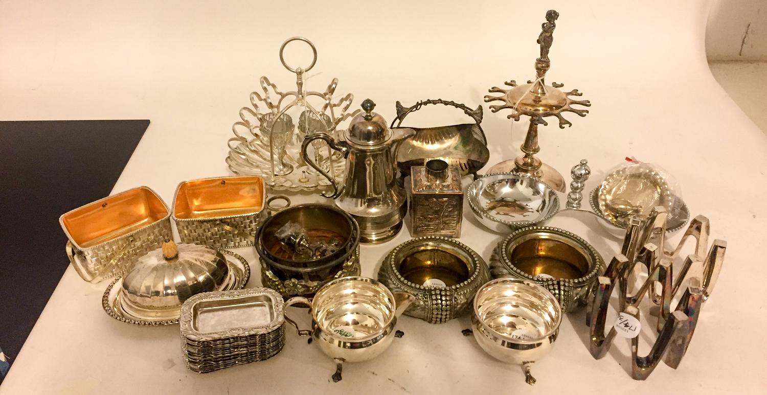 A Collection of Silver-Plate Serving and Decorative Articles Height of tallest 9 3/4 inches.