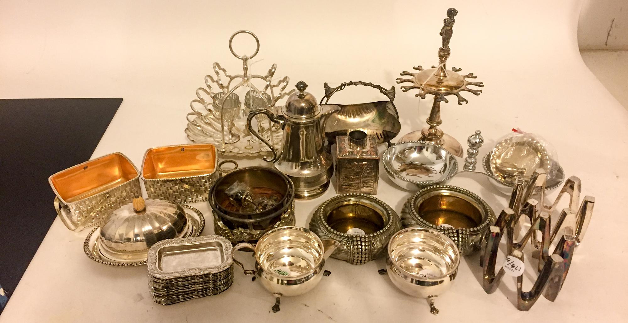 A Collection of Silver-Plate Serving and Decorative Articles Height of tallest 9 3/4 inches.
