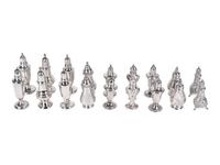 A Collection of Eighteen Silver Salt and Pepper Shakers