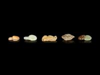 Five Jade Carvings of Mushrooms