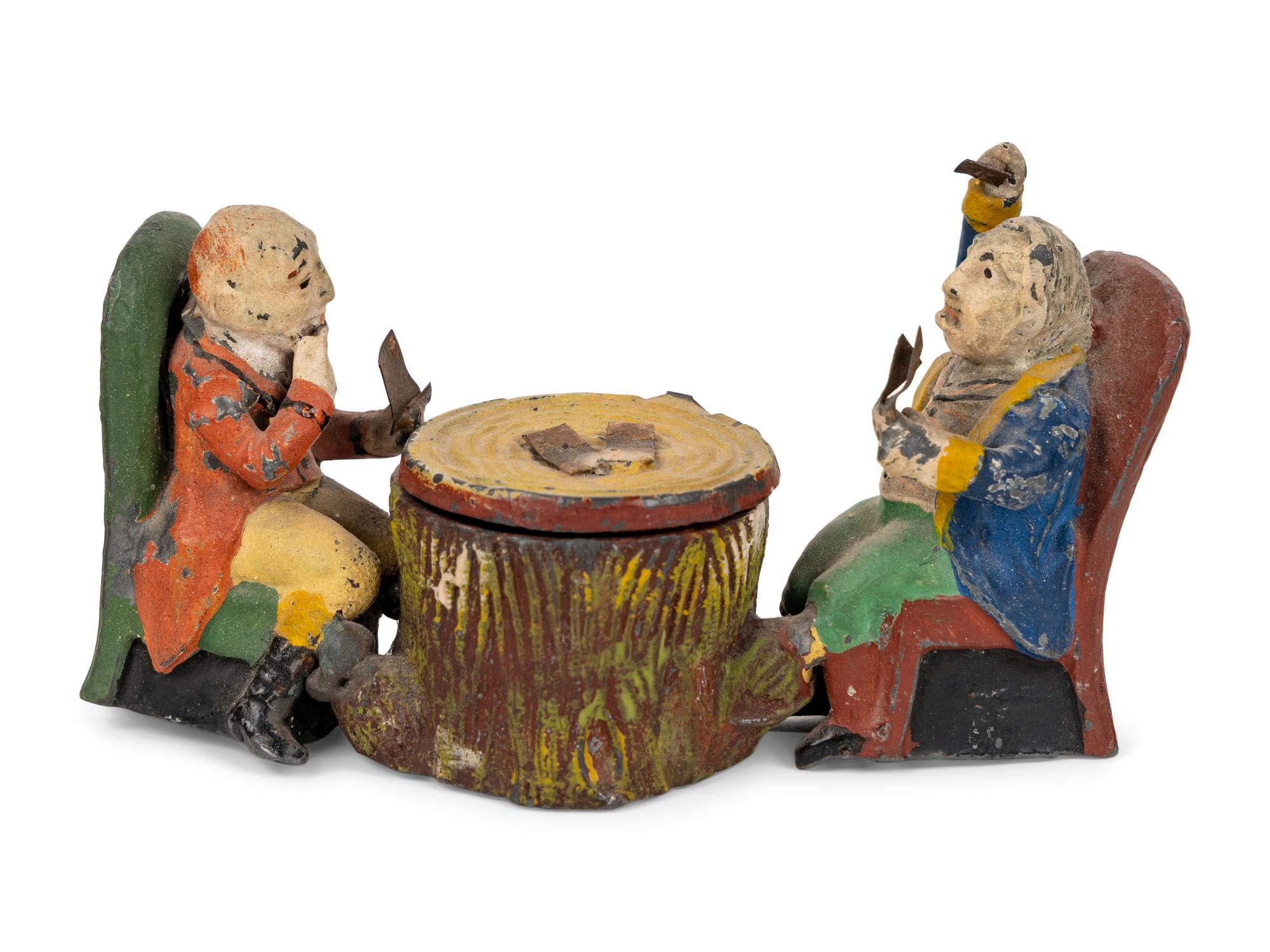A Group of Five Cast Metal Figural Inkwells