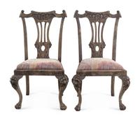 A Pair of Painted Chippendale Style Side Chairs