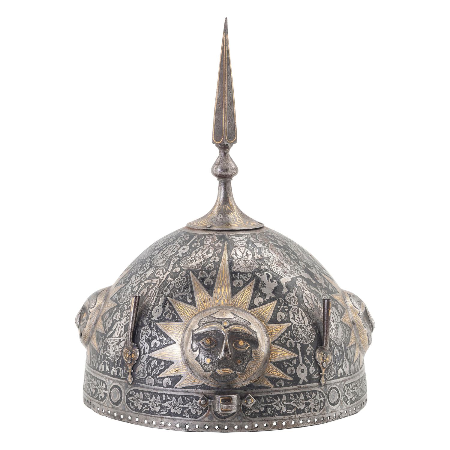 Highly Decorated Kulah Khud Indo Persian Helmet