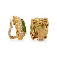 HENRY DUNAY, PERIDOT AND DIAMOND CLIP EARRINGS