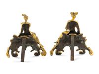 A Pair of French Gilt Bronze Chenets