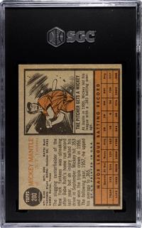 A 1962 Topps Mickey Mantle Baseball Card No. 200 (SGC Authentic)