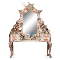 A Grotto Style Shell-Encrusted Dressing Table and Mirror