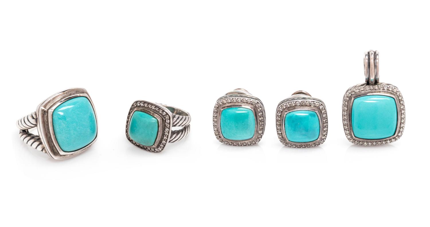 DAVID YURMAN, COLLECTION OF STERLING SILVER AND TURQUOISE 'ALBION' JEWELRY