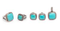 DAVID YURMAN, COLLECTION OF STERLING SILVER AND TURQUOISE 'ALBION' JEWELRY
