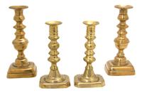 Two Pairs of Gilt Metal Candlesticks Height of largest 9 1/8 inches. — 20TH CENTURY