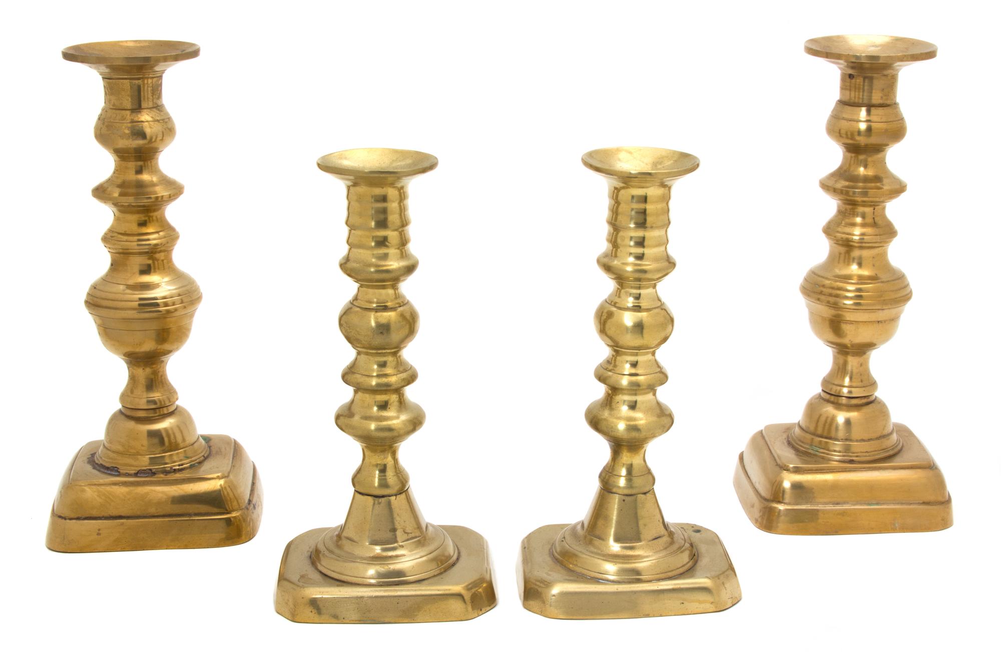 Two Pairs of Gilt Metal Candlesticks Height of largest 9 1/8 inches. — 20TH CENTURY