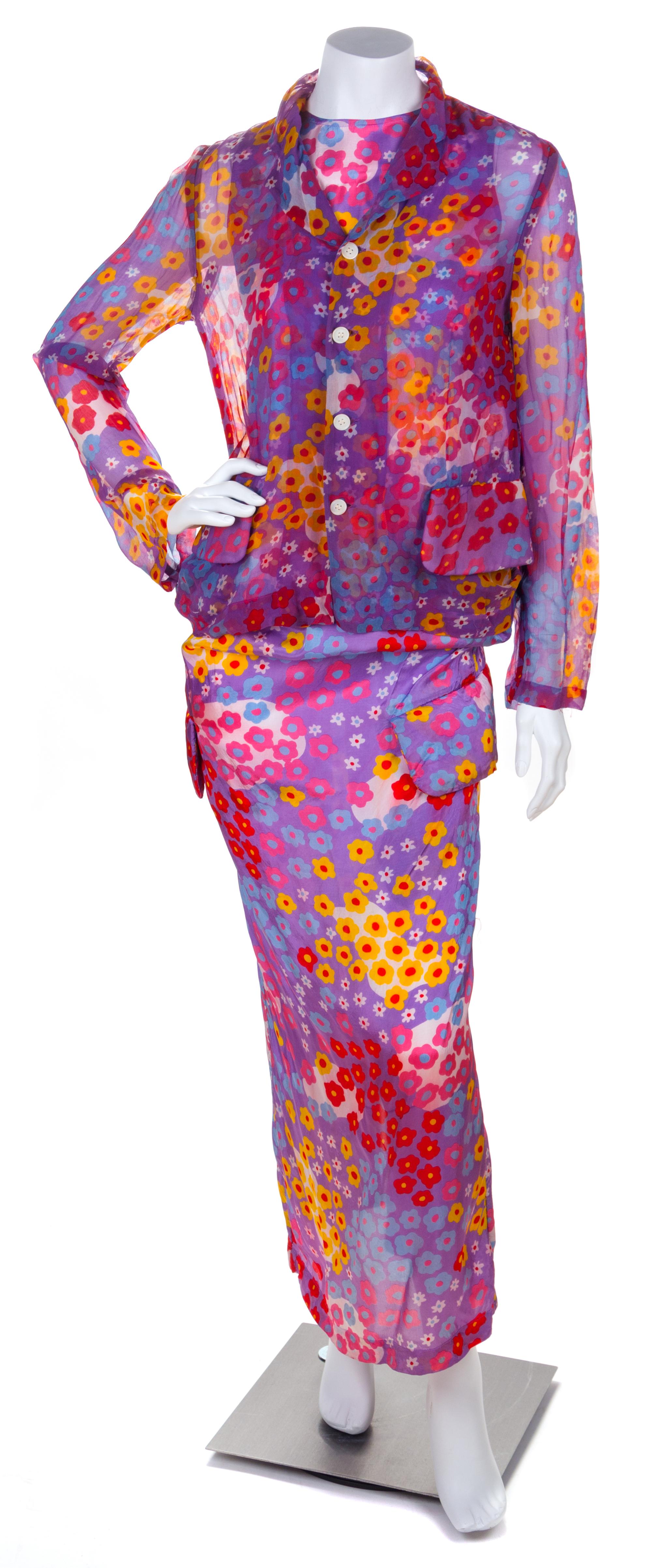 A Comme des Garcons Limited Edition Multicolor Floral Gown and Jacket, No size.