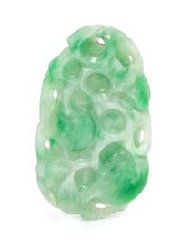A Carved and Pierced Jadeite Jade Plaque,