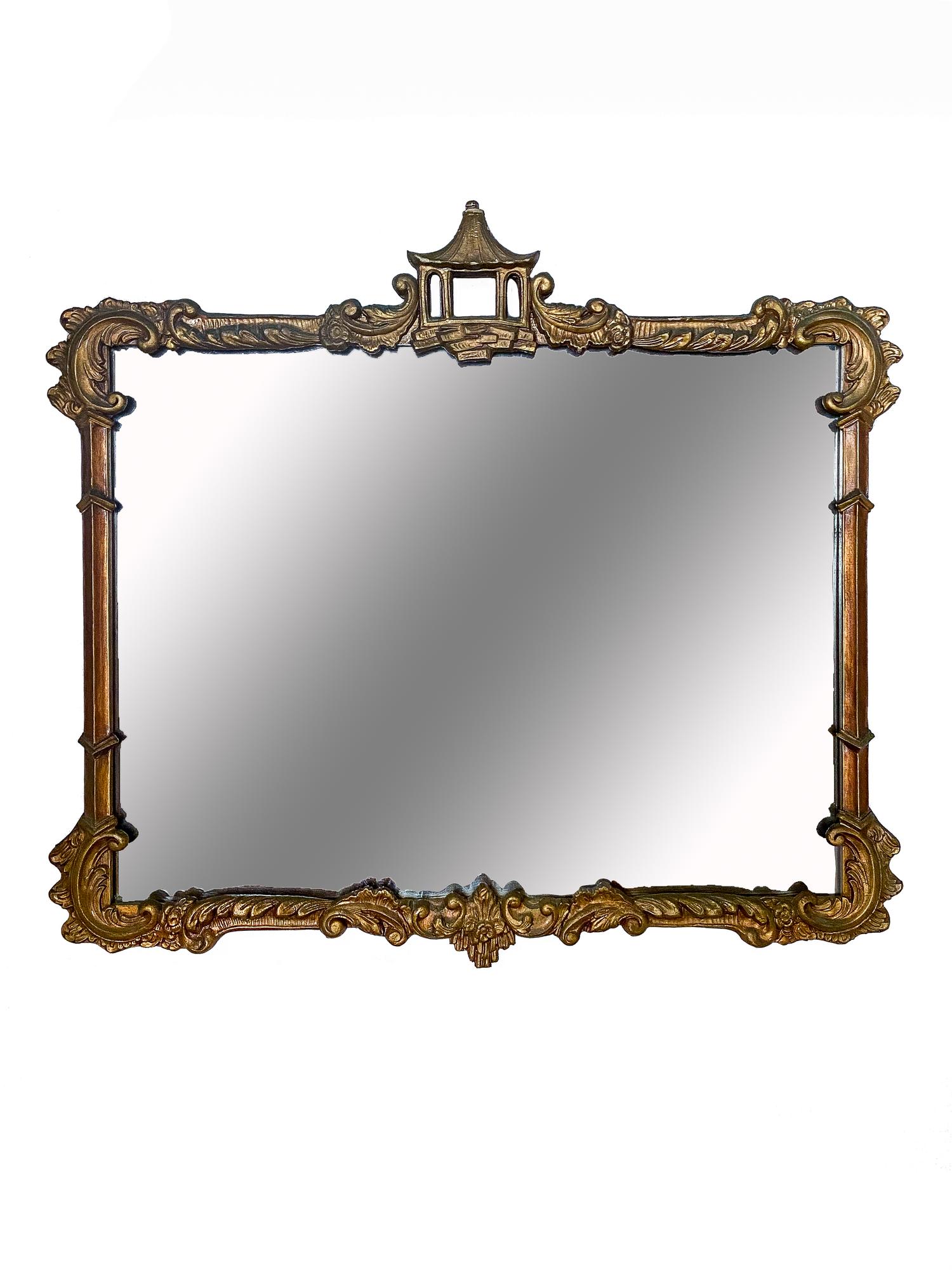 A Louis XV Style Carved and Gilt Painted Rectangular Mirror — 20TH CENTURY