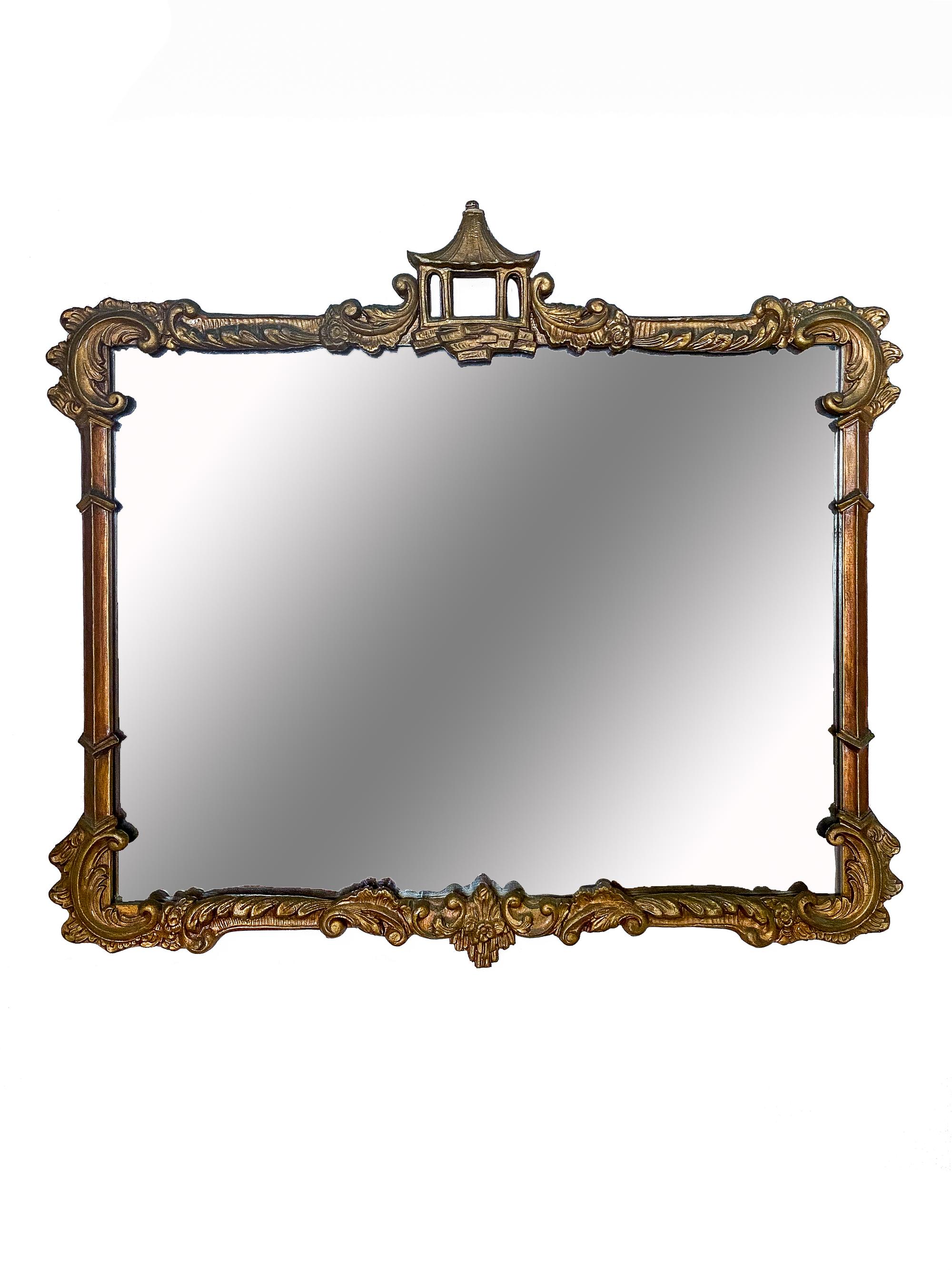 A Louis XV Style Carved and Gilt Painted Rectangular Mirror — 20TH CENTURY