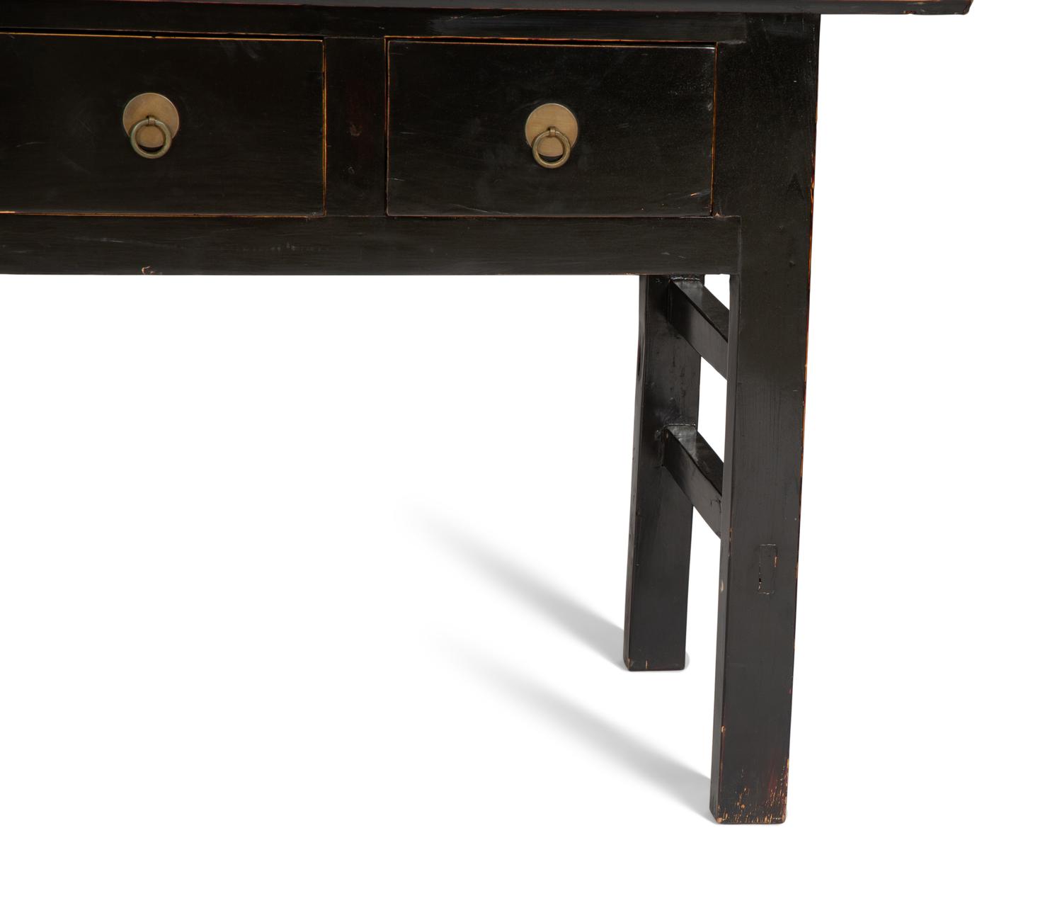 A Chinese Black Lacquered Console Table