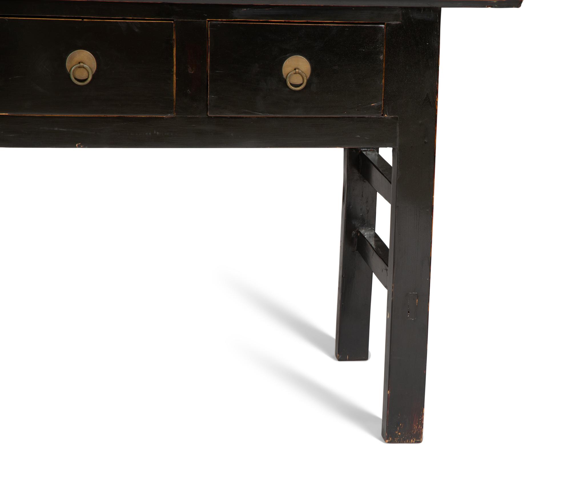 A Chinese Black Lacquered Console Table