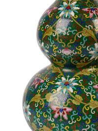 A Pair of Chinese Cloisonne Gourd Form Vases Mounted as Lamps — 20TH CENTURY