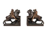 A Pair of Bronze Figural Bookends