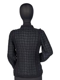 Chanel Black Tweed Jacket Trimmed in Logo Lace