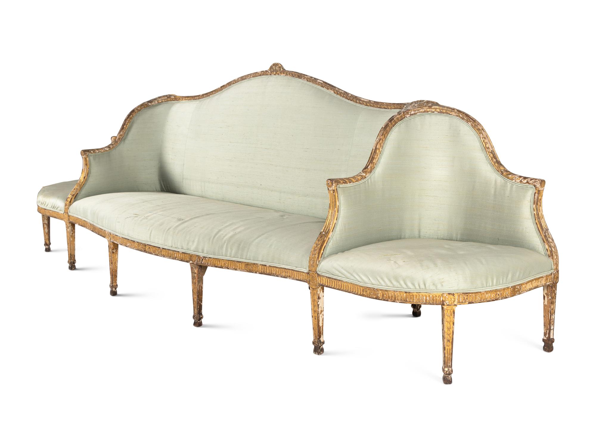 A George III Giltwood Confidante Sofa