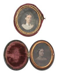 [EARLY PHOTOGRAPHY]. 13 daguerreotypes and one ambrotype of lovely young ladies.