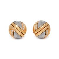 BVLGARI, YELLOW GOLD, STEEL AND DIAMOND EARCLIPS