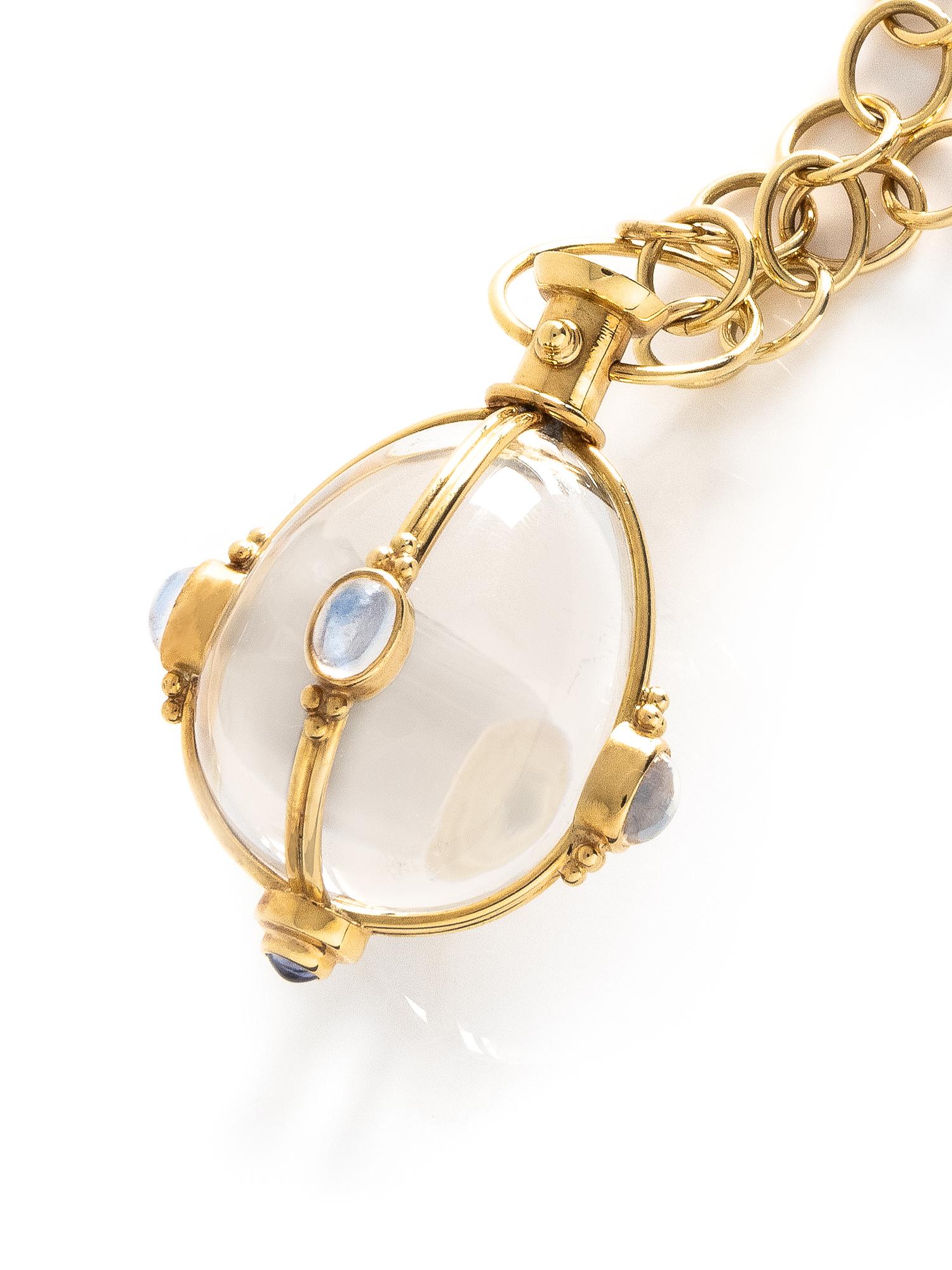 TEMPLE ST. CLAIR, YELLOW GOLD AND ROCK CRYSTAL 'LARGE BLUE MOON AMULET' AND 'ARNO' CHAIN