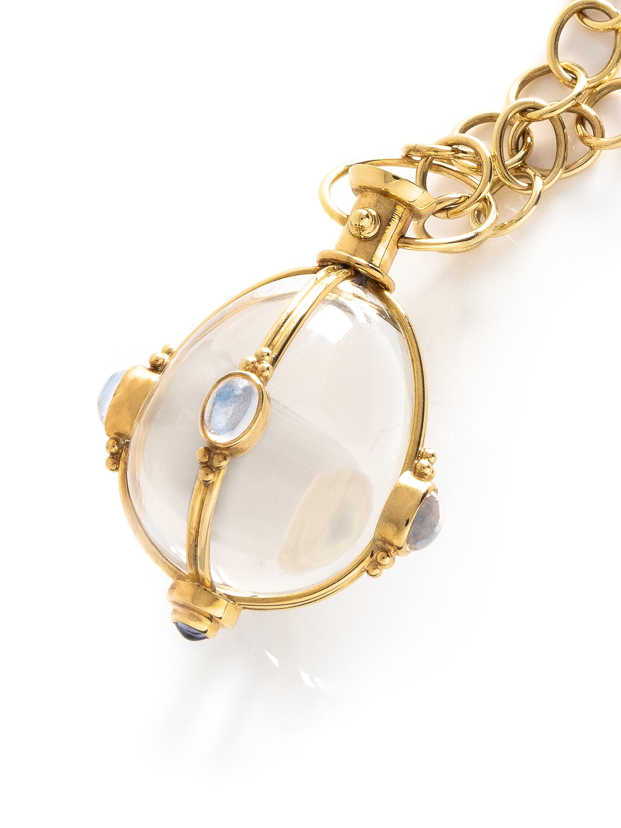 TEMPLE ST. CLAIR, YELLOW GOLD AND ROCK CRYSTAL 'LARGE BLUE MOON AMULET' AND 'ARNO' CHAIN