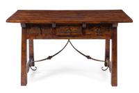A Renaissance Style Iron Mounted Trestle Table Height 31 x width 56 5/8 x depth 27 inches. — 20TH CENTURY