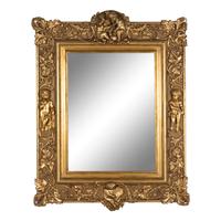 A Baroque Style Carved Giltwood and Gesso Figural Mirror