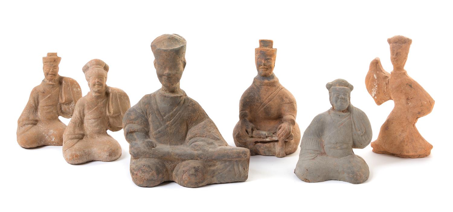 Six Pottery Figures of Musicians and Dancers — HAN DYNASTY