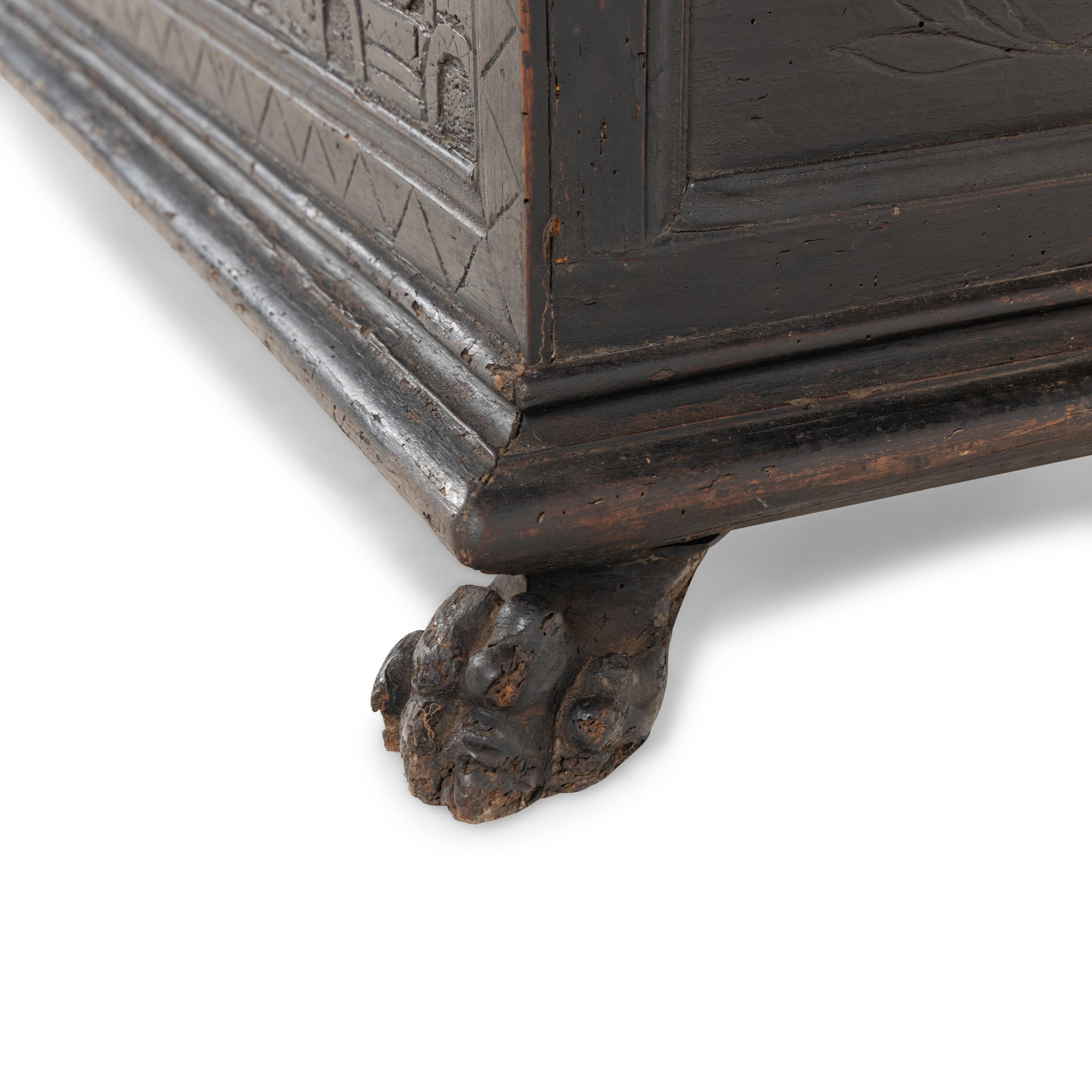 A Continental Carved Oak Coffer