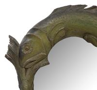 A Pair of Fish-Carved Wood Circular Mirrors
