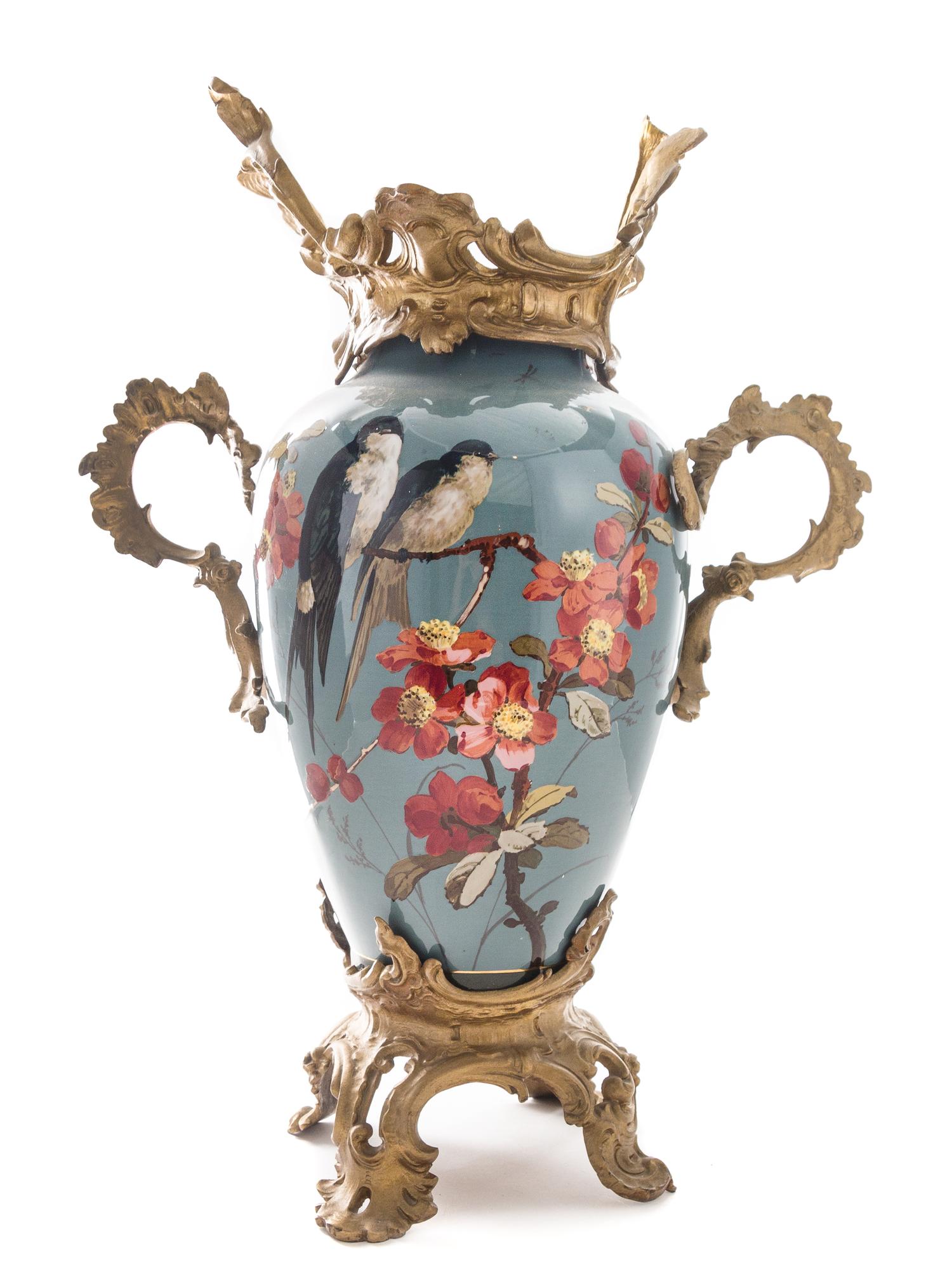 A French Gilt Bronze Mounted Ceramic Vase