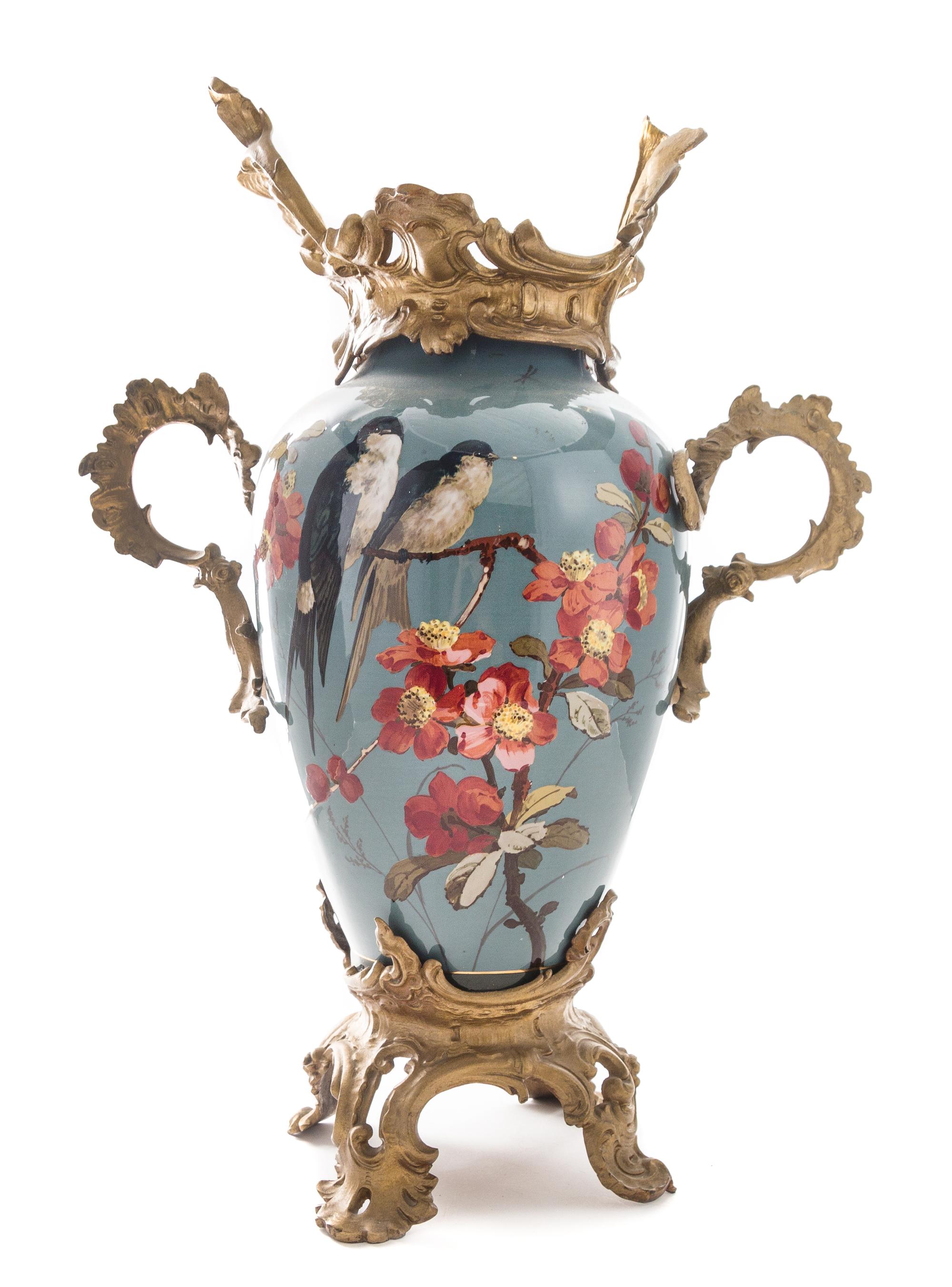 A French Gilt Bronze Mounted Ceramic Vase