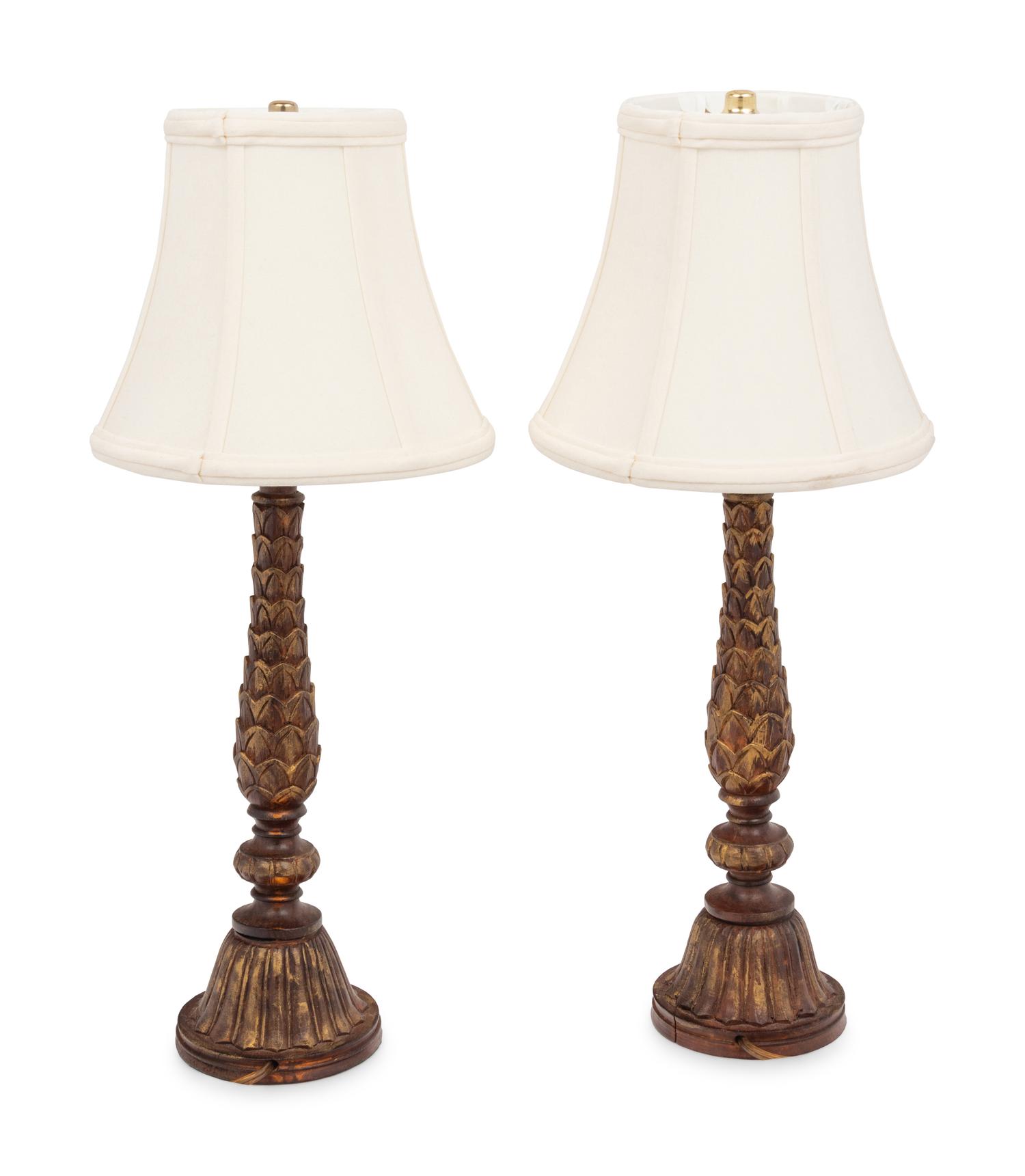 A Pair of Giltwood Table Lamps