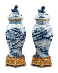 A Large Pair of Gilt Bronze Mounted Canton Export Porcelain Covered Vases