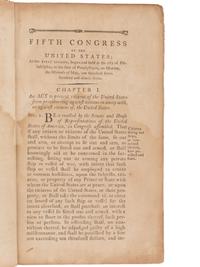 [US CONGRESS]. Acts Passed at the First Session of the Congress of the United States of America, Begun and Held at the City of New-York, on Wednesday the Fourth of March, in the Year M,DCC,LXXXIX . [ With: ] Acts of the Fifth Congress, 1797.