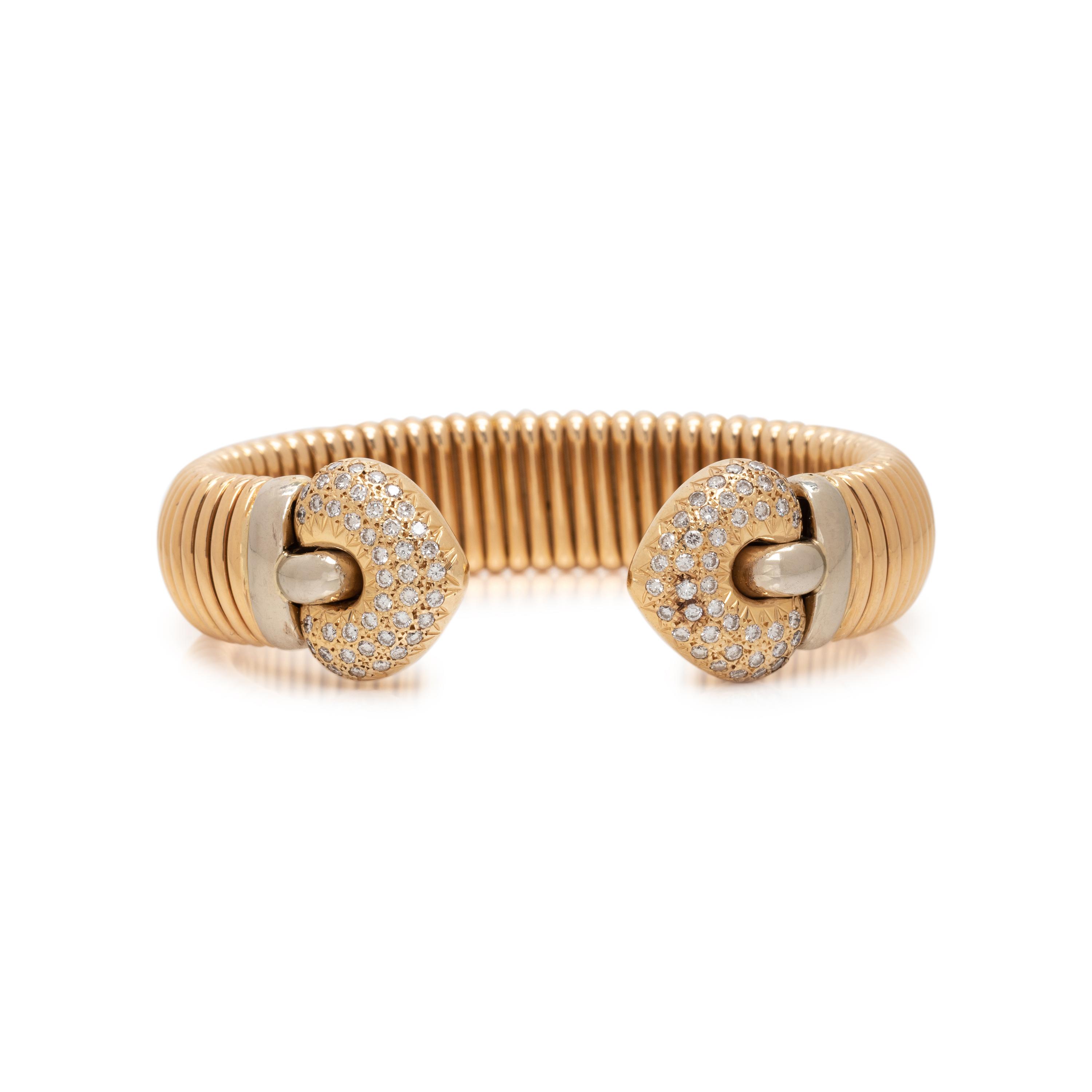 BICOLOR GOLD AND DIAMOND CUFF BRACELET