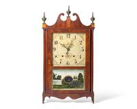 A Federal Inlaid Mahogany and Eglomise Shelf Clock