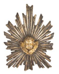 An Italian Carved Gilt and Silvered Wood Sunburst Applique Height 15 inches. — 18TH/19TH CENTURY