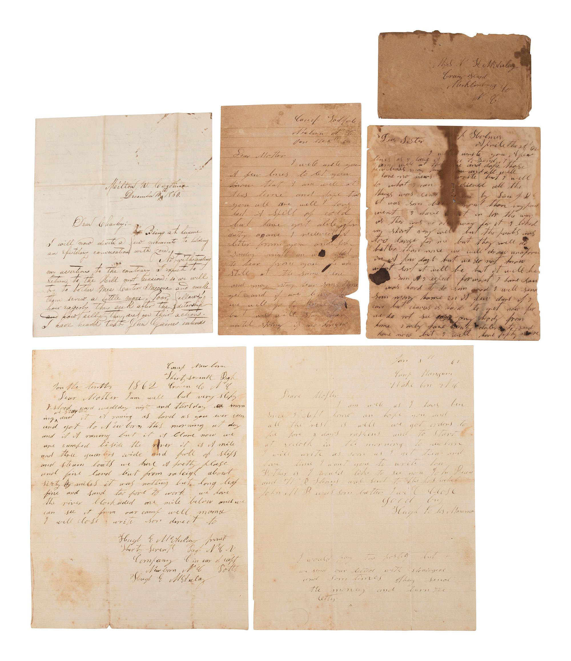 [CIVIL WAR]. A group of documents and letters from North Carolina.