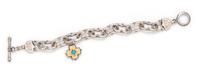A Sterling Silver, 18 Karat Yellow Gold, Garnet and Turquoise Bracelet, Konstantino, 24.80 dwts.