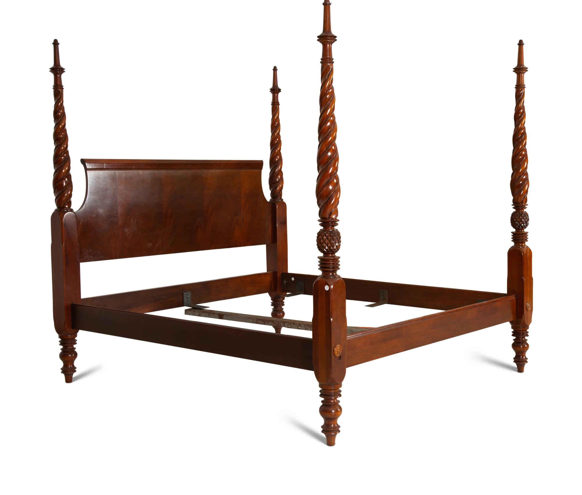 A Carved Mahogany Four Poster Bed
