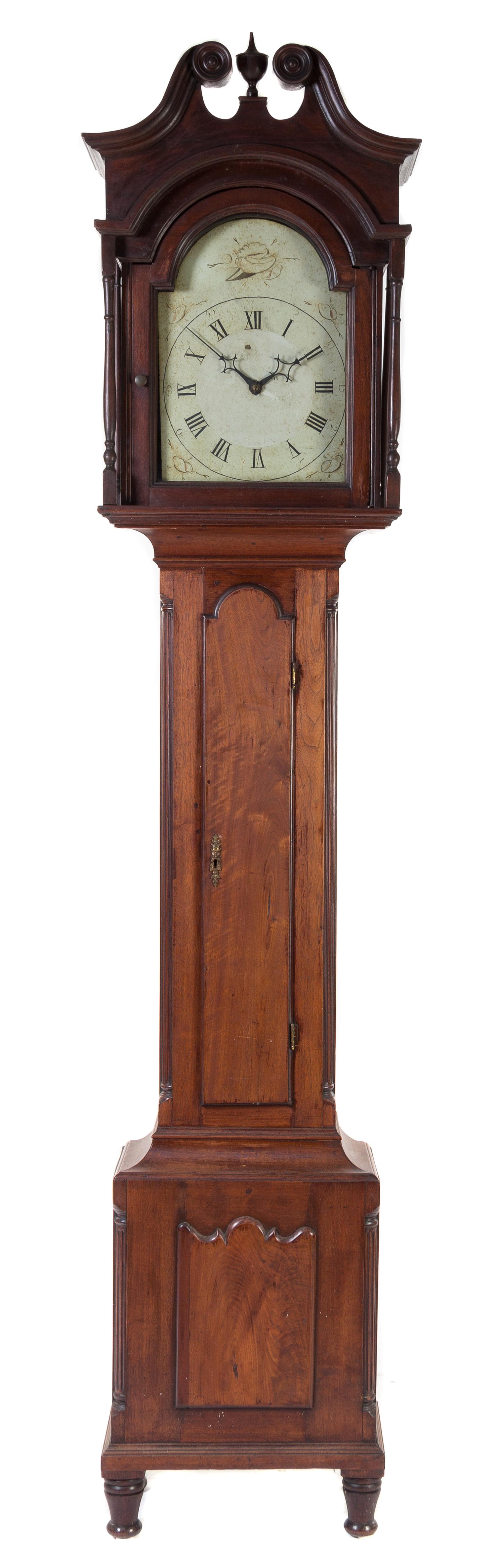 An American Walnut Tall Case Clock Height 93 inches. — 19TH CENTURY