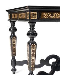 A North Italian Bone-Inlaid Ebonized Library Table