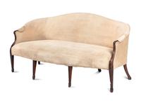 A George III Style Suede Upholstered Mahogany Sofa