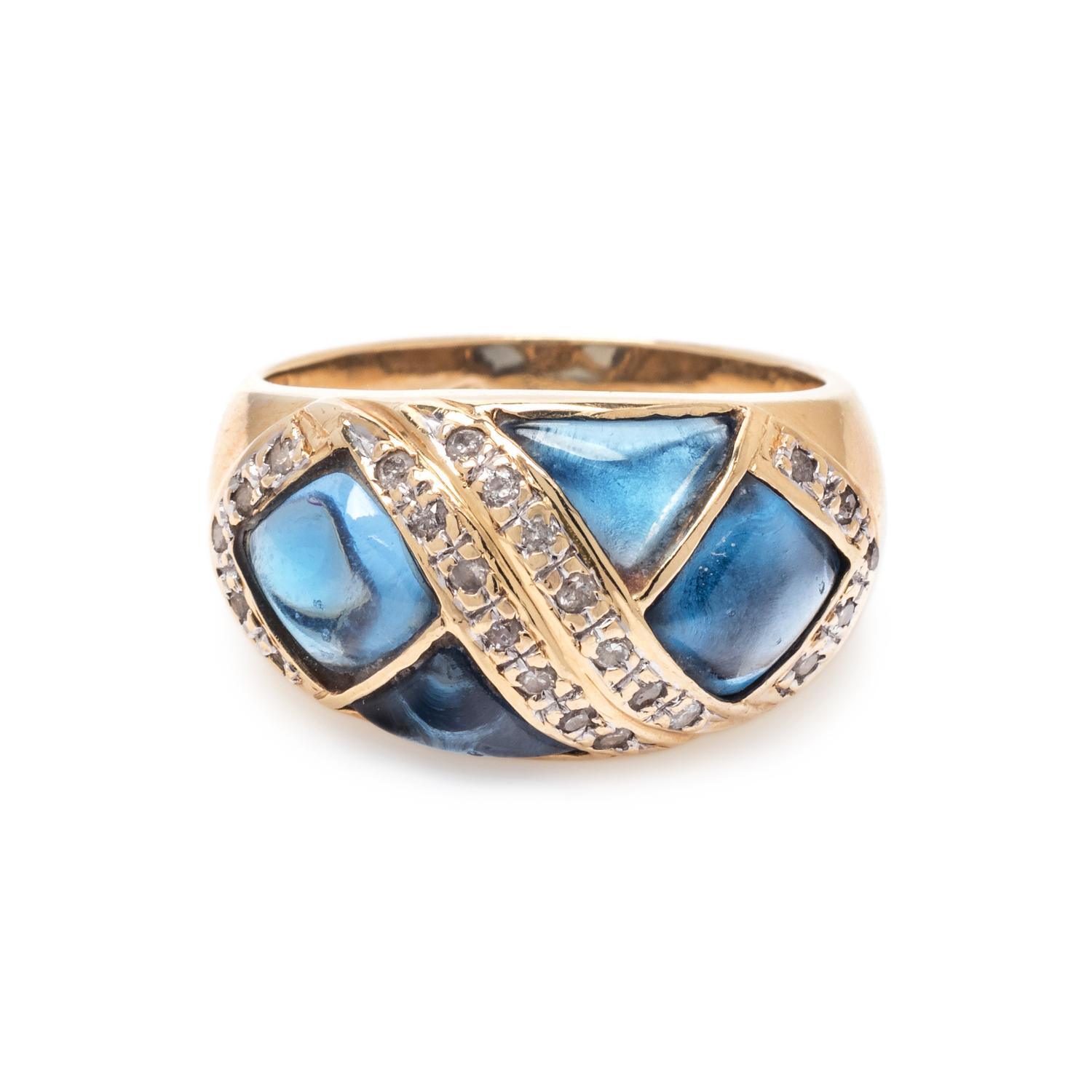 SYNTHETIC BLUE SPINEL AND DIAMOND RING