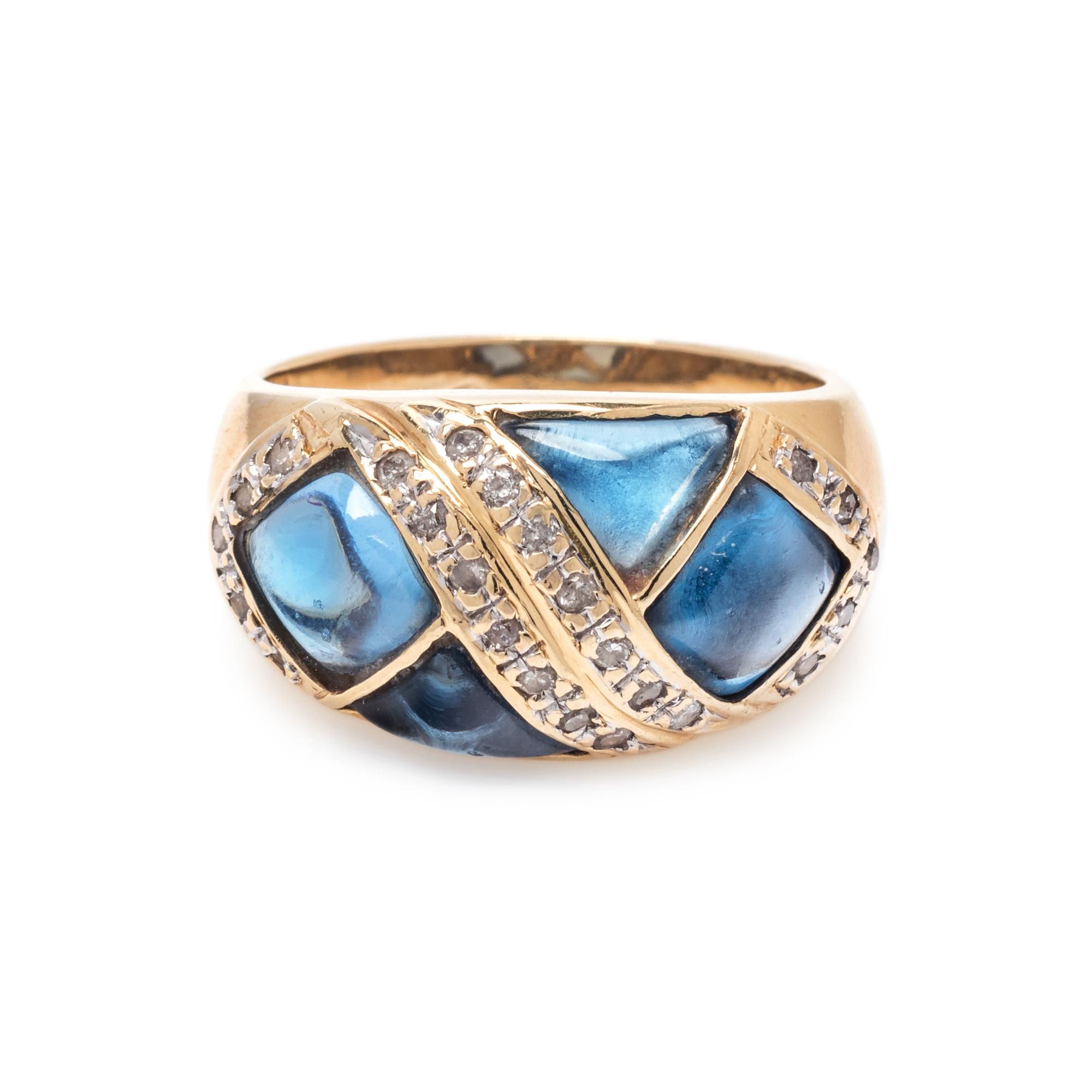 SYNTHETIC BLUE SPINEL AND DIAMOND RING